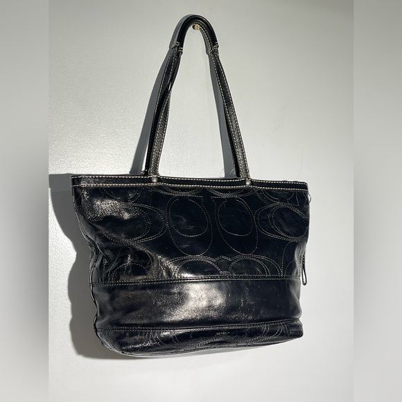 Coach Vintage Black Leather Tote Bag